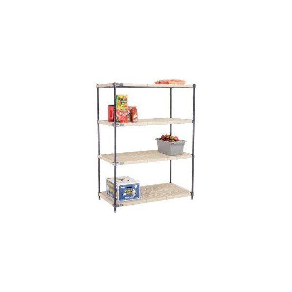 Global Equipment Nexel , Nexelite reg , 4 Tier, Vented Plastic Mat Shelving Unit, 48"W x 24"D x 63"H PM24486N - main